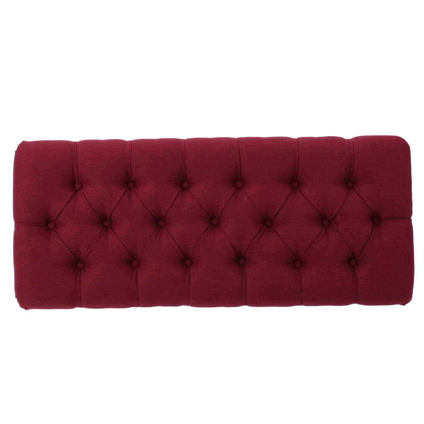 Ottoman Bench Button Tufting Half-Circle Legs, Red Fabric, 41x17x16.75