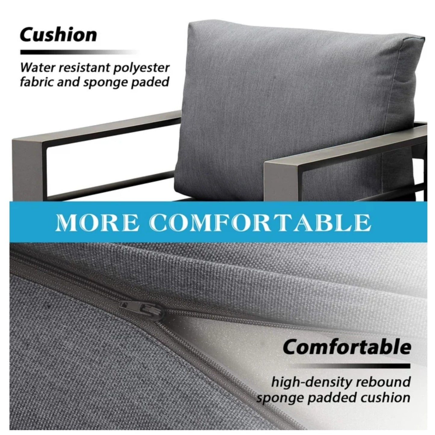 Outdoor Loveseat Aluminum Gray Dark Gray Olefin Cushions 50in