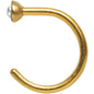 20G 1/4 Clear Gem Gold Anodized Titanium Nose Hoop