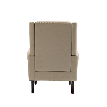 Accent Lounge Chair PU Leather Camel Rubber Wood Legs Sinuous Springs 250 LB