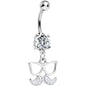 Clear Gem Chichi Glasses and Paved Mustache Dangle Belly Ring