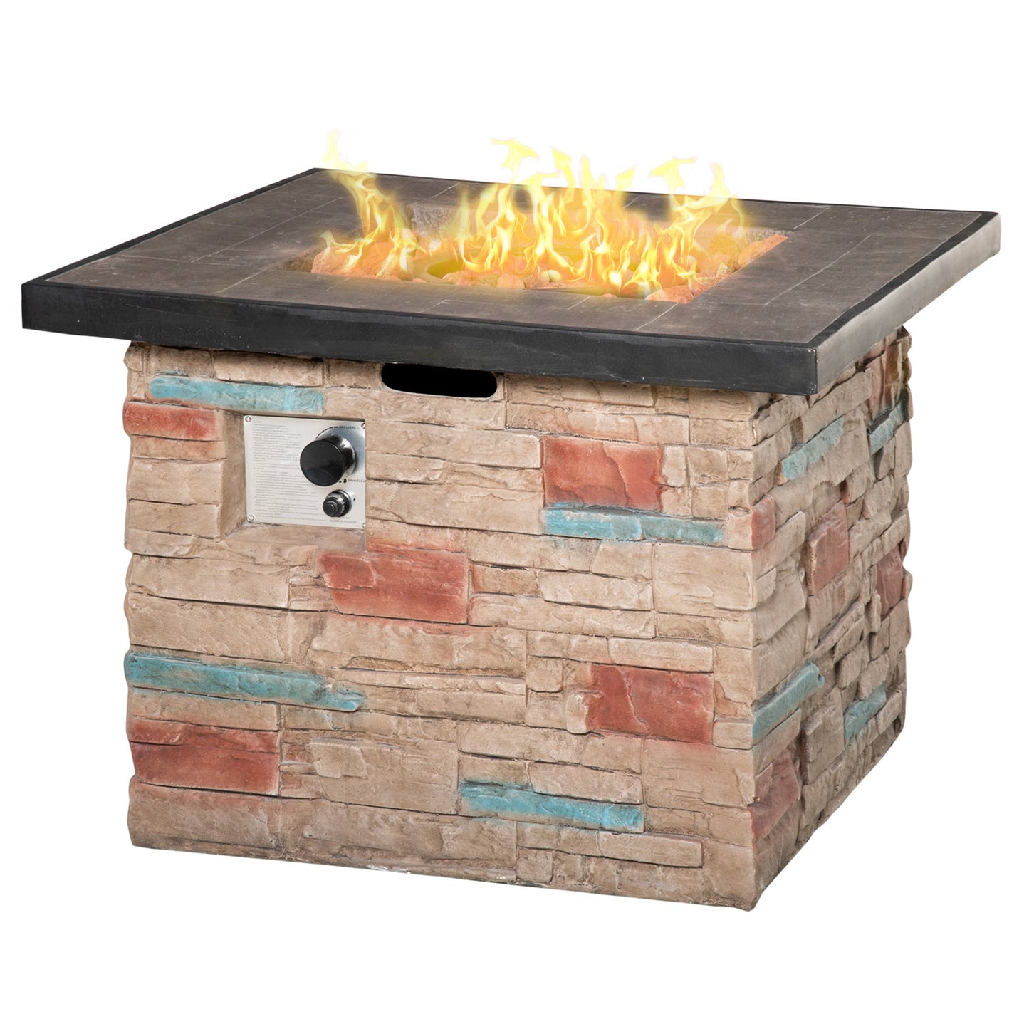 32 Inch Outdoor Propane Gas Fire Pit Table, 50,000 BTU Auto-Ignition Square