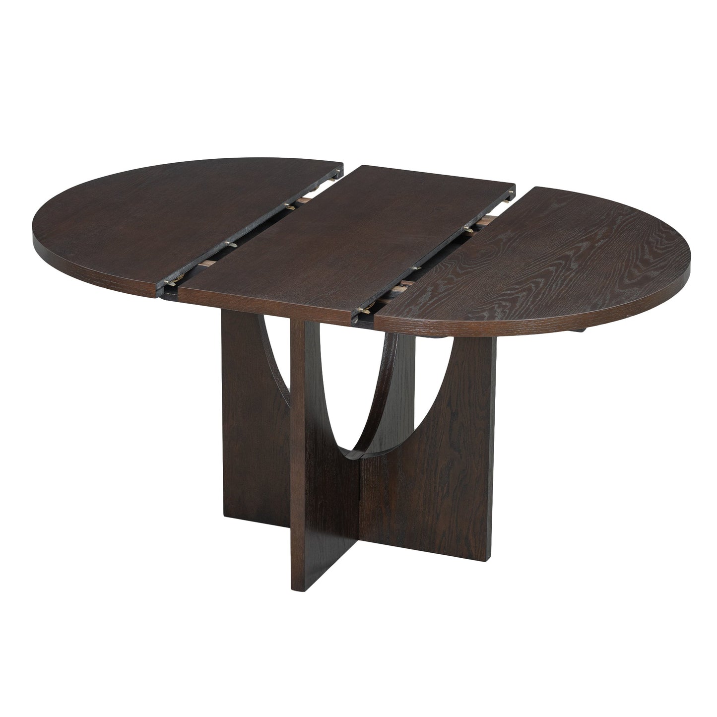 Modern 5-Piece Extendable Round Dining Table Set with 16.2inch Removable Leaf