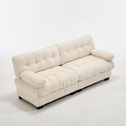 Sectional Sofa Cloud Modular Flannelette Beige 2 Seat 88 In 4 Pillows