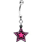 Pink Gem Pink Center Bellissima Black Star Dangle Belly Ring