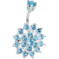 925 Sterling Silver Aqua CZ Sparkling Nettle Flower Belly Ring