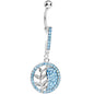 Aqua Gem Tranquility Palm Yin Yang Dangle Belly Ring
