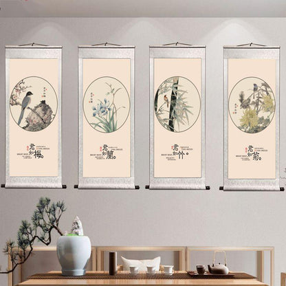 The 'Four Gentlemen' Traditional Rice Paper Scroll Paintings