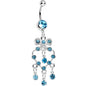 Aqua Gem Bow Tie Decorative Hollow Heart Dangle Belly Ring