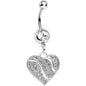 Clear Gem Sparkling Rivers of Love Heart Dangle Belly Ring