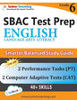 SBAC Test Prep: Grade 6 English Language Arts Literacy (ELA) Common Core Practice Book and Full-length Online Assessments: Smarter Balanced Study Guid - Paperback