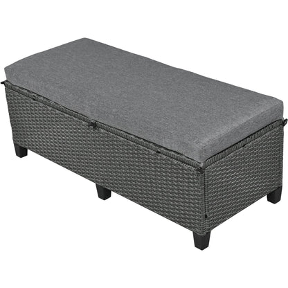 Outdoor Sectional Set PE Wicker Steel Gray 5 Piece L-Shape Seats 7