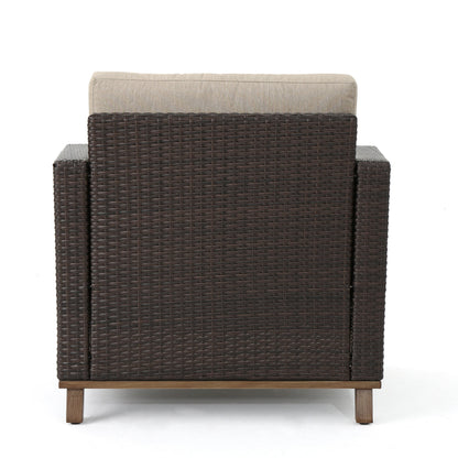 Club Chair PE Rattan Iron Brown Modern Outdoor