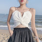 Small waistcoat women''s new summer 2021 Korean version of women''s wear with twisted chain personality suspender