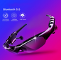 Midnight Black Titan Audio Specs | IPX4 Waterproof Smart Bluetooth 5.0 Sports Sunglasses with Wireless Mic & Open-Ear Audio