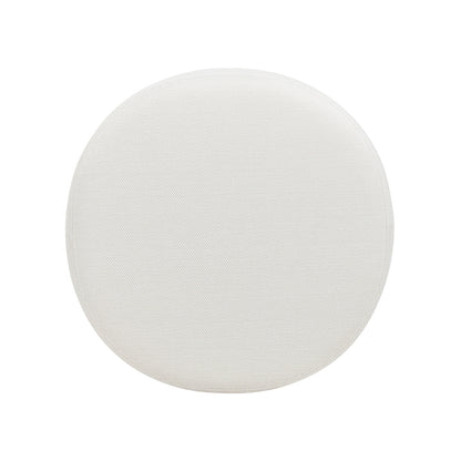 Outdoor Round Ottoman Wicker Beige Wheat Cushion 25in Foam Filled