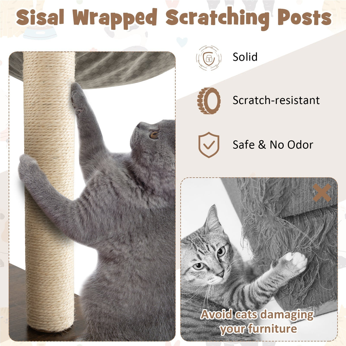 53 Inch Cat Tree with Condo and Swing Tunnel