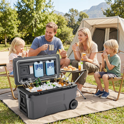 53 Quart Rolling Cooler with Wheels and Fish Ruler