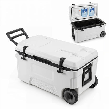 53 Quart Rolling Cooler with Wheels and Fish Ruler