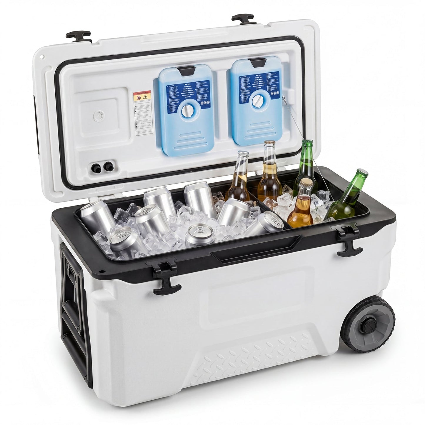 53 Quart Rolling Cooler with Wheels and Fish Ruler
