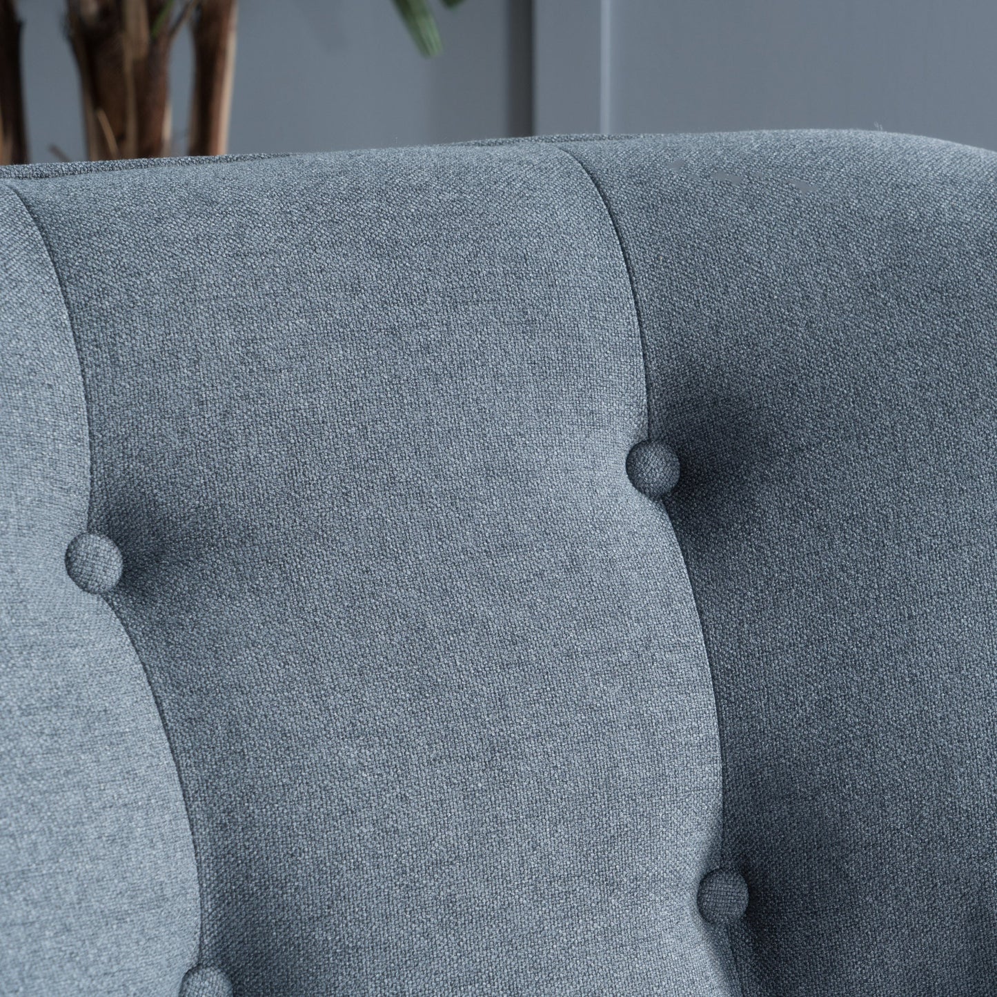 Accent Chair Mid-Century Charcoal Fabric Tufted Back Wood Legs 25x30x31 In