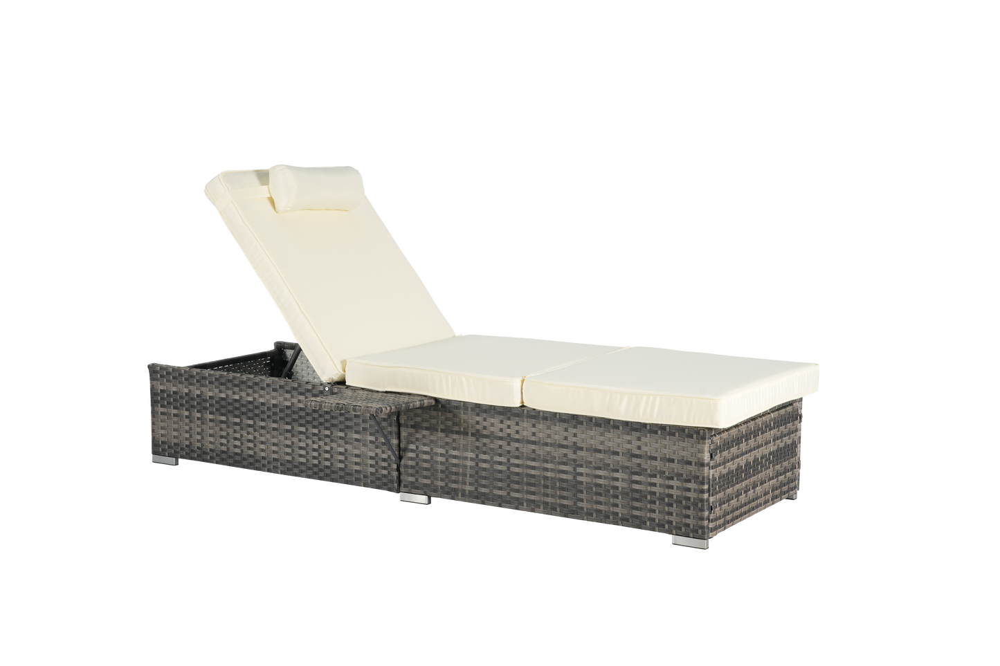 Outdoor Chaise Lounge Set PE Rattan 2 Piece Beige