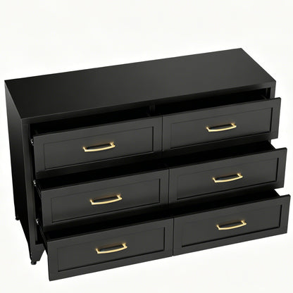 Dresser 6-Drawer Black Steel Smooth-Glide Powder Coat 47.3x15.8x30 In
