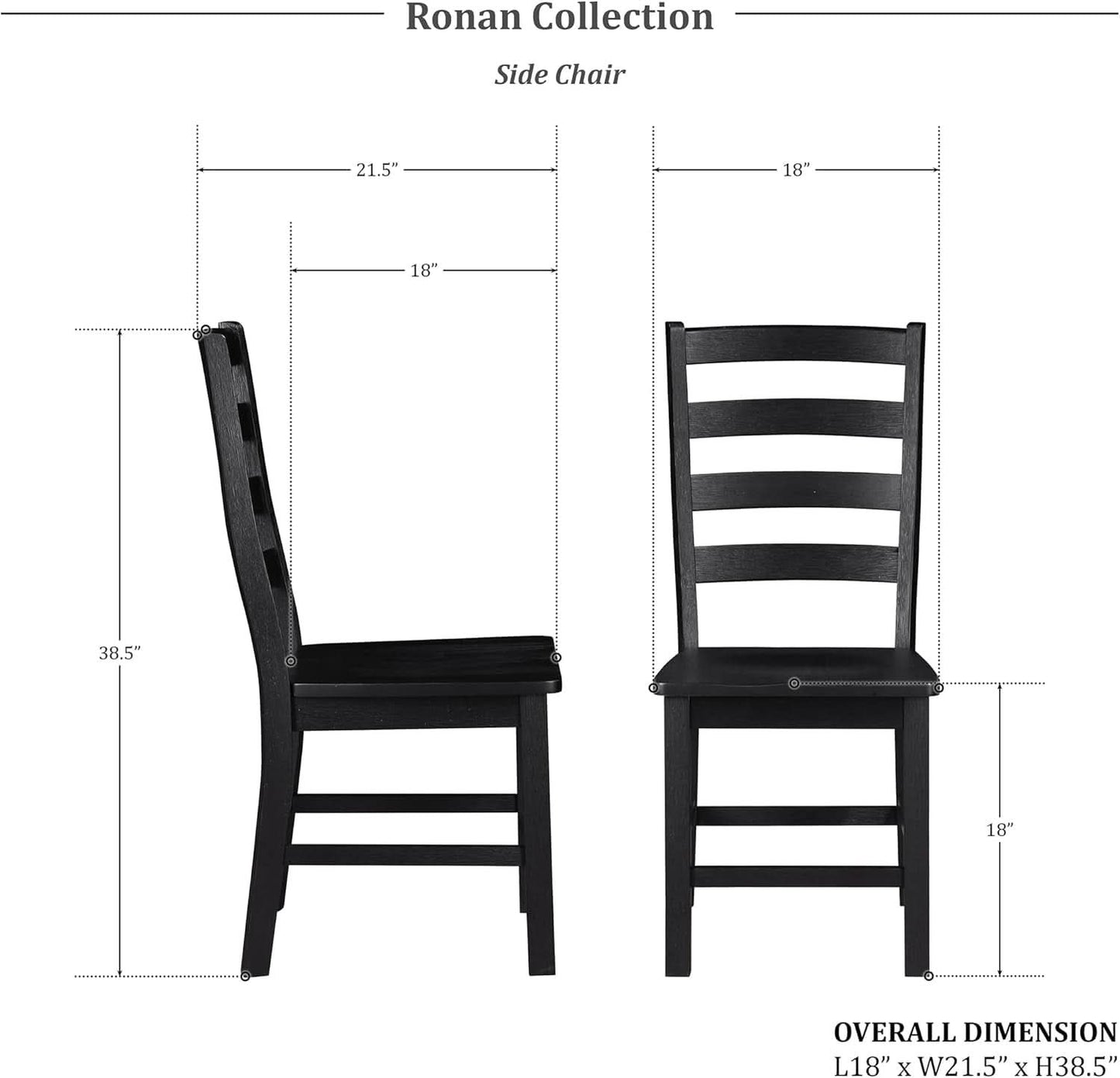 Black Dining Chairs Set Of 2 With Solid Wood Legs And Footrest