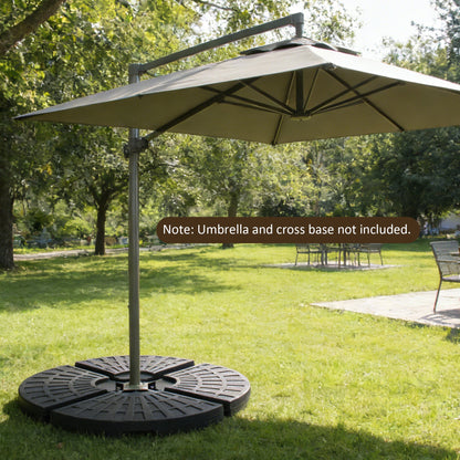 Patio Umbrella Base Fillable Black HDPE 4 Piece 220 LB Water or Sand