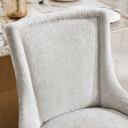 Chenille Dining Chairs, Modern Style with Curved Gold - Plated Legs & Rivet