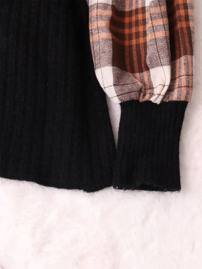 Plaid Long Sleeve Sweater Dress