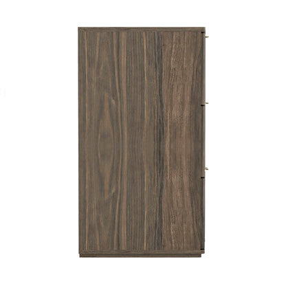Dresser Modern 6-Drawer Walnut Gold MDF Sculpted Fronts Metal Handles 72 In