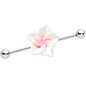Pink White Beautiful Blossoming Flower Industrial Barbell 37mm