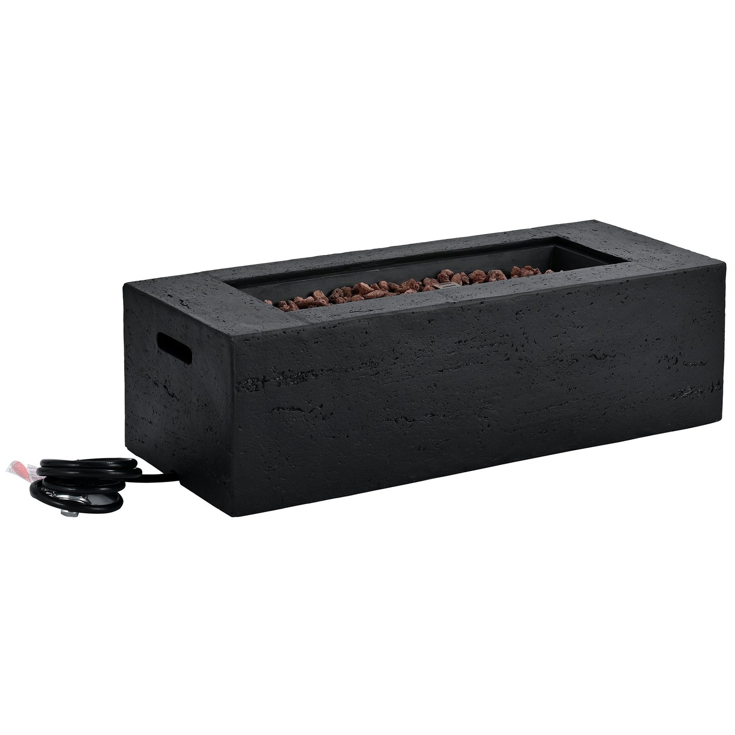 Rectangular Propane Fire Pit 40000 BTU 41.9" Black Gray MGO