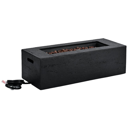 Rectangular Propane Fire Pit 40000 BTU 41.9" Black Gray MGO