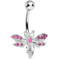 Pink Gem Flashy Flying Dragonfly Belly Ring
