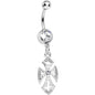 Clear Gem Ornate Heavenly Cross Dangle Belly Ring