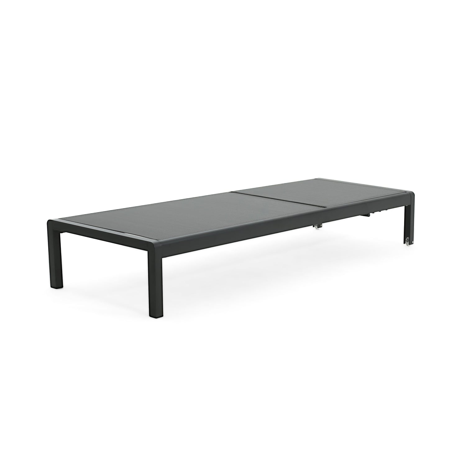Outdoor Chaise Lounge Mesh Aluminum Black Gray Set of 2 Adjustable 77.5x25 In