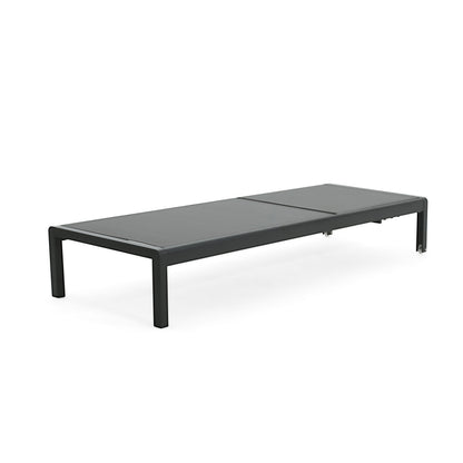 Outdoor Chaise Lounge Mesh Aluminum Black Gray Set of 2 Adjustable 77.5x25 In