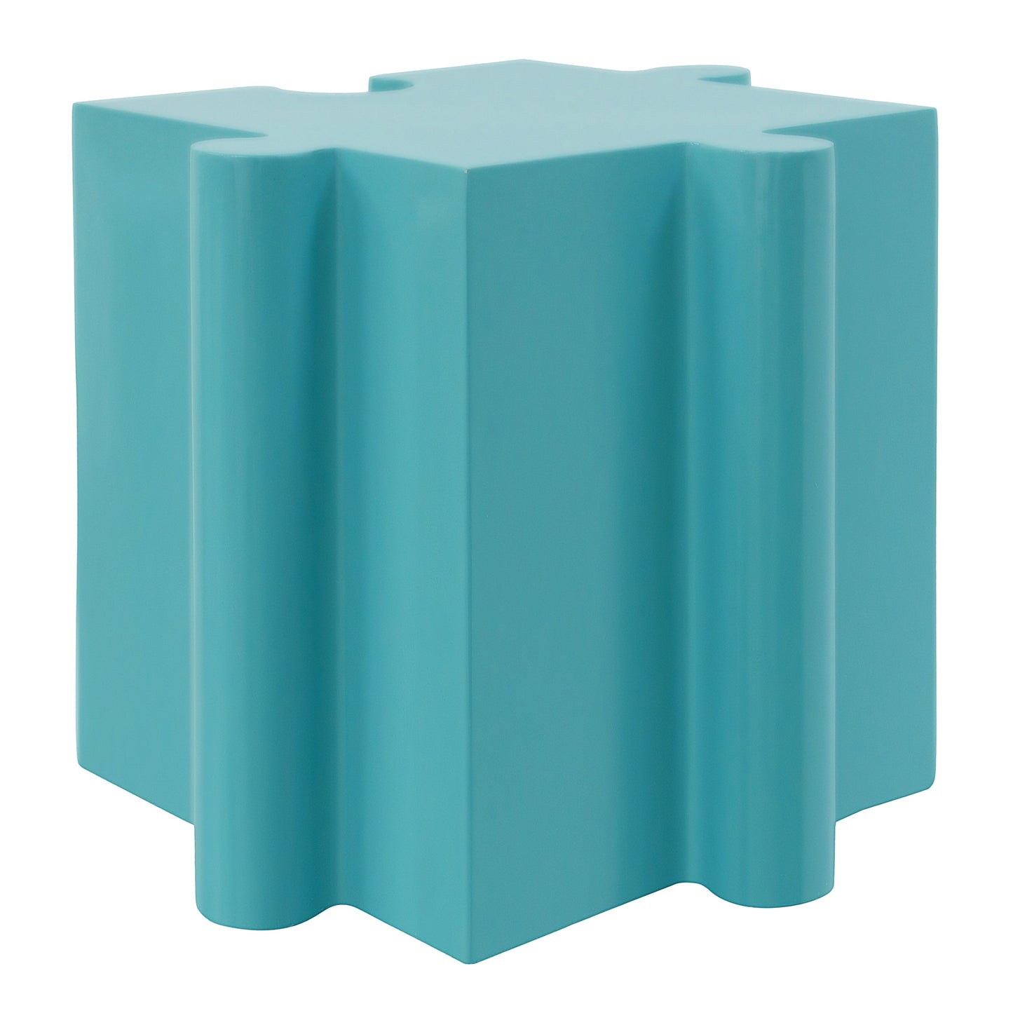 Puzzle Art Side Table Modular Convex Edge MGO Table Indoor and Outdoor Light Blue