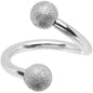 16G 5/16 Silver Sandblasted Steel Spiral Barbell 3mm Ball
