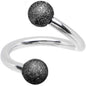 16G 5/16 Black Sandblasted Steel Spiral Barbell 3mm Ball