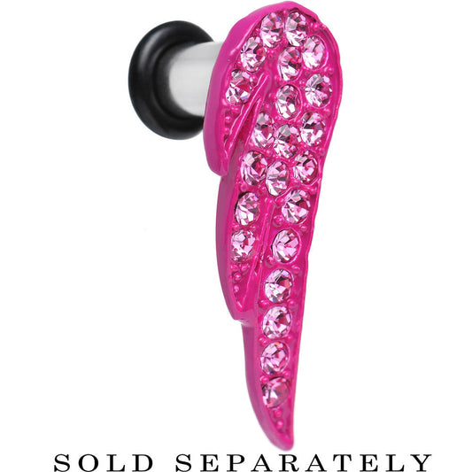 4G Pink Gem Brilliant Angel Wing Single Flare Steel Plug