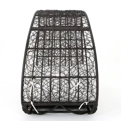 Outdoor Daybed Wicker Aluminum Brown Beige Cushion 91in 600 LB