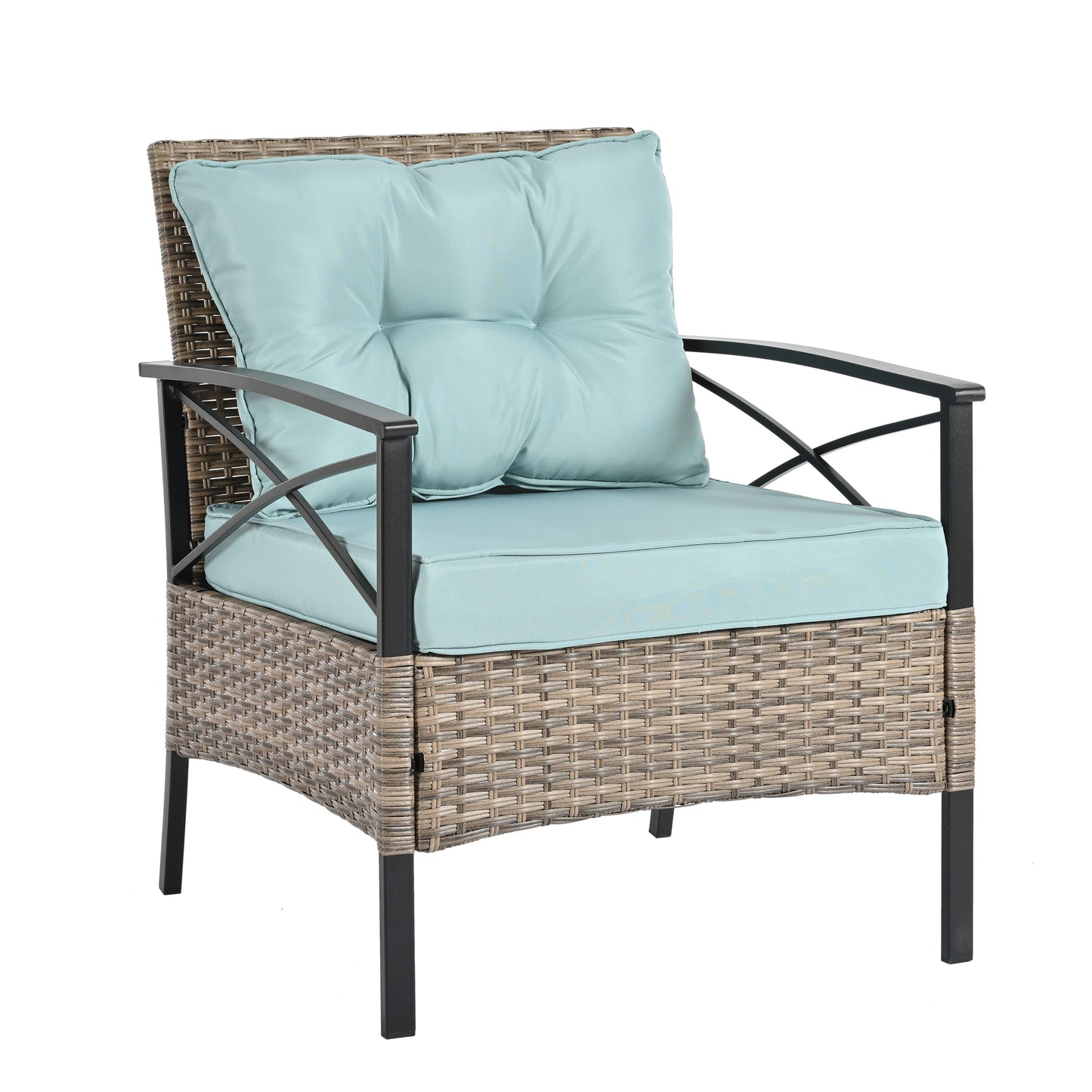 Outdoor Patio Set PE Rattan Brown 4 Piece Cushioned