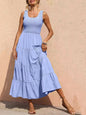 Smocked Tiered Midi Dress with Wide Straps