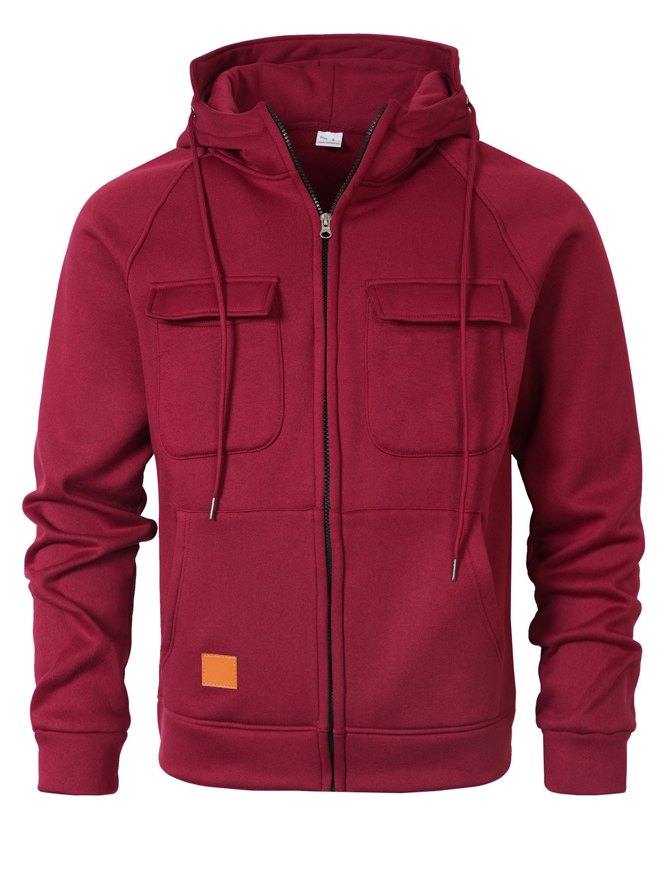 Mens Loose-Fit Hoodie With Multiple Pockets And A Stand-Up Collar