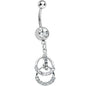 Clear Gem Double Ring of Bling Dangle Belly Ring