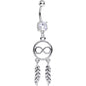 Clear Cubic Zirconia Infinity Dreamcatcher Dangle Belly Ring