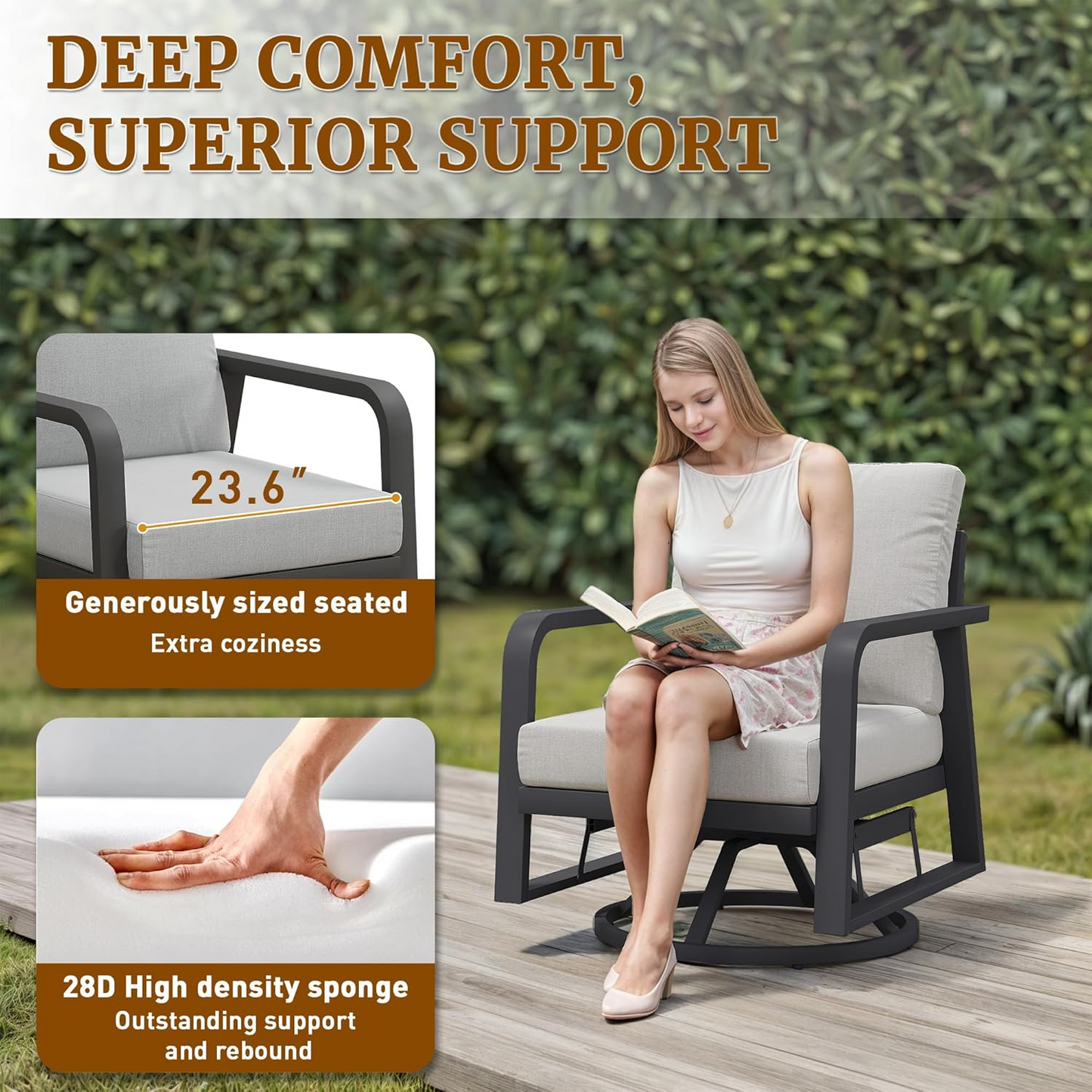 Outdoor Swivel Chair Aluminum Dark Gray Set of 2